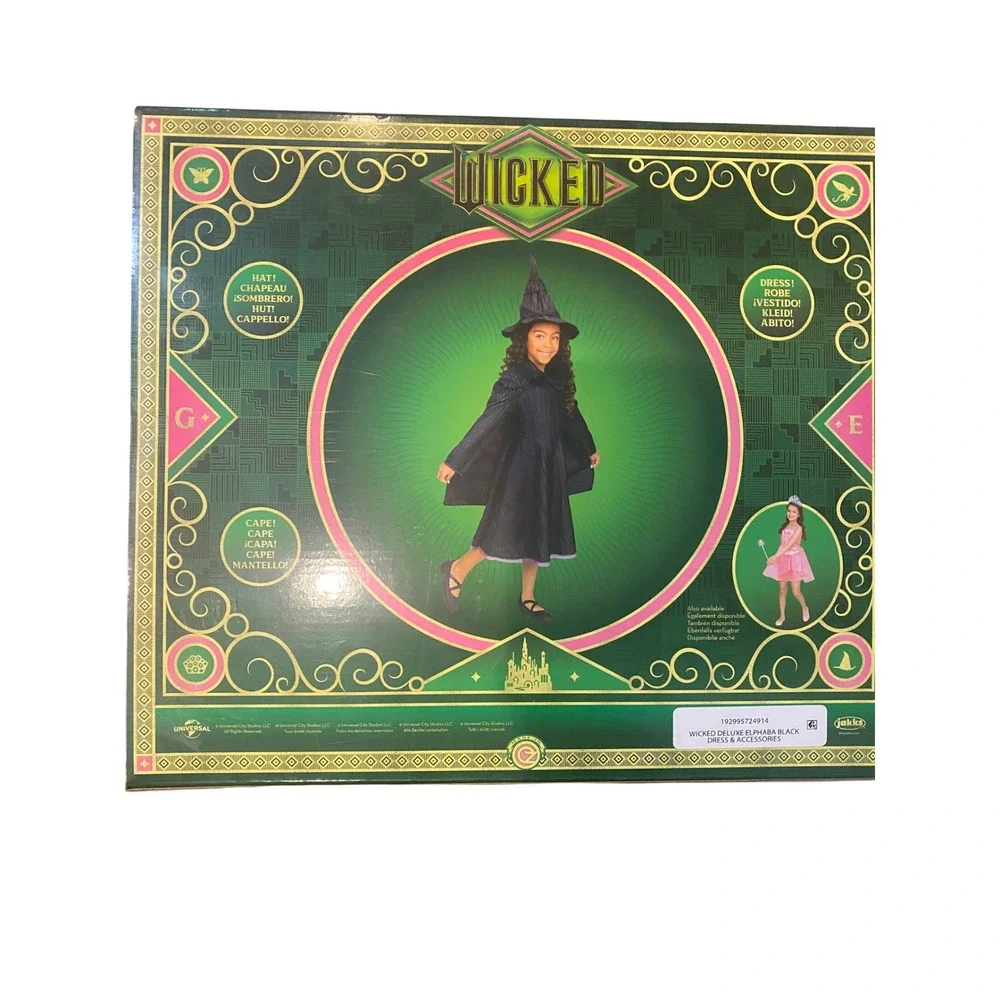 Wicked Deluxe Elphaba Black Dress & Accessories Costume Size 4-6